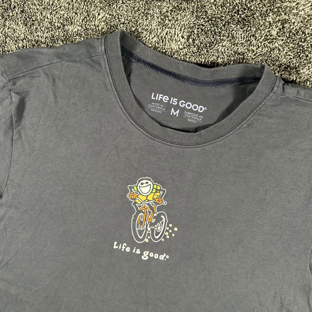 Life is Good T-Shirt Mens M Gray Mountain Biking Jake Graphic Tee Outdoor MTB